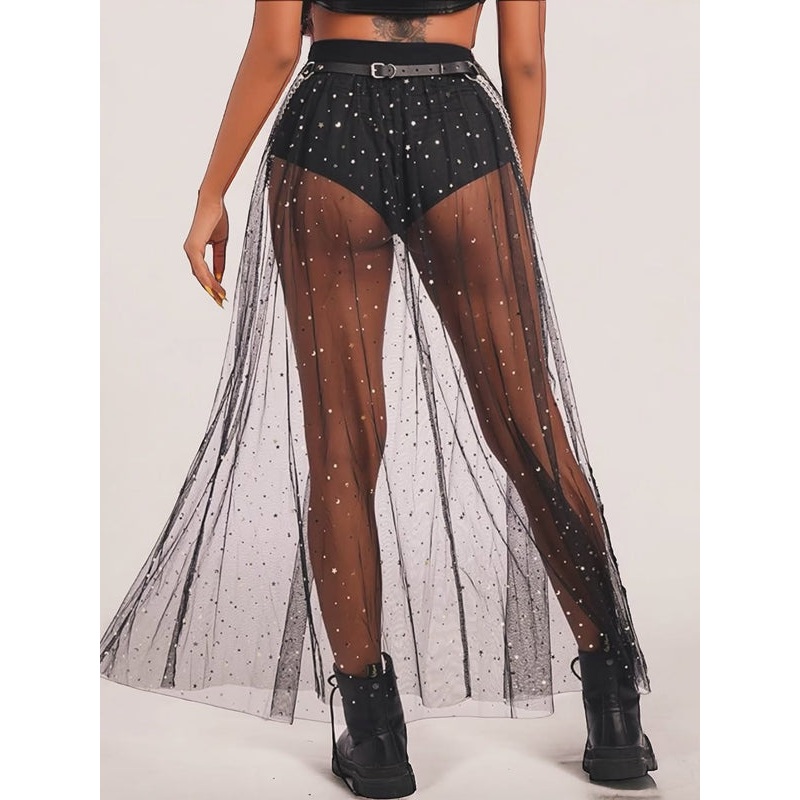 ZASUWA Female Sexy Shiny Mesh Without Bikini Set Cover Up