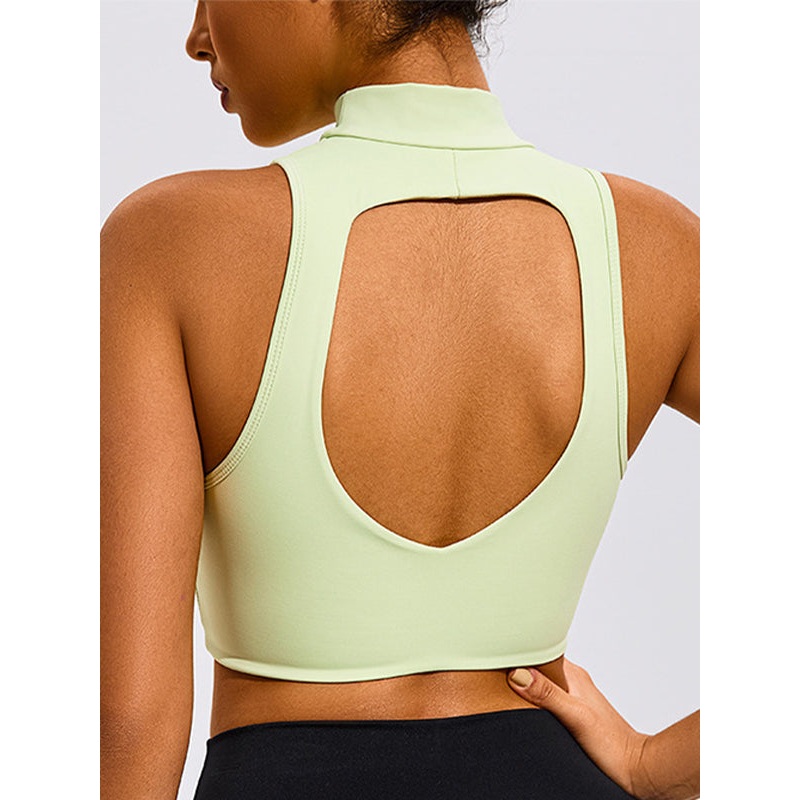 ZASUWA Female Sexy Solid Color Hollow Out Stand Up Collar Tank