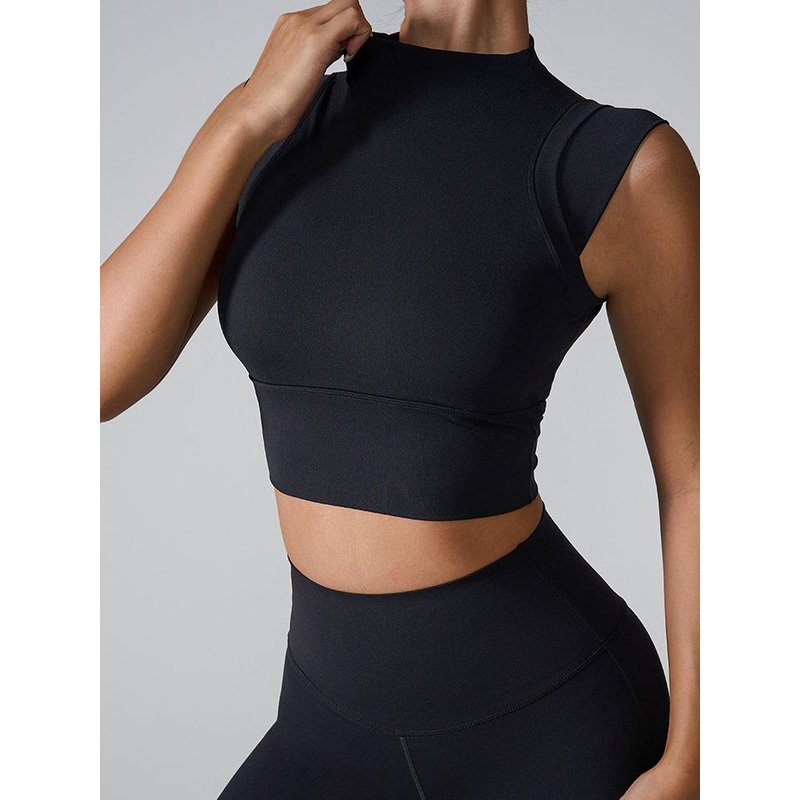 ZASUWA Female Solid Color Basic Must-have Cropped Short Sleeves