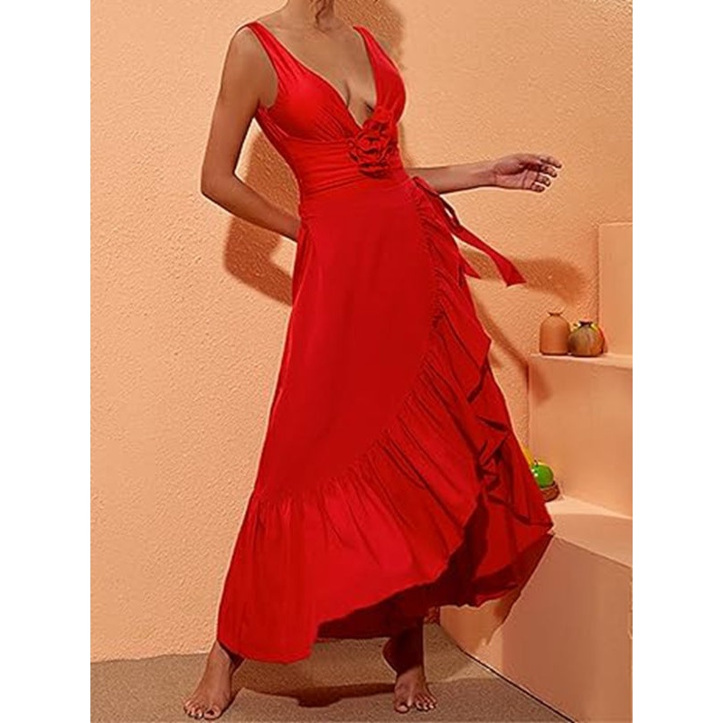 ZASUWA Female Unique Flower Deep V Collar 2-Pieces Swimwear