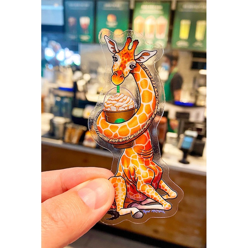 Giraffuccino Clear Sticker