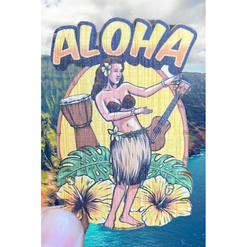 Aloha Hula GIrl Bamboo Sticker