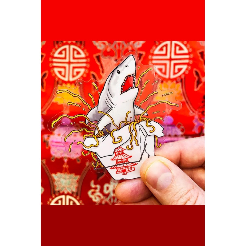 Chomp Mein Shark Clear Sticker