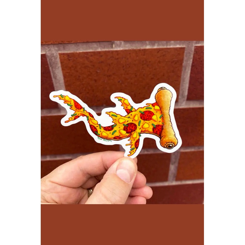 Hammerhead Pizza Glitter Sticker