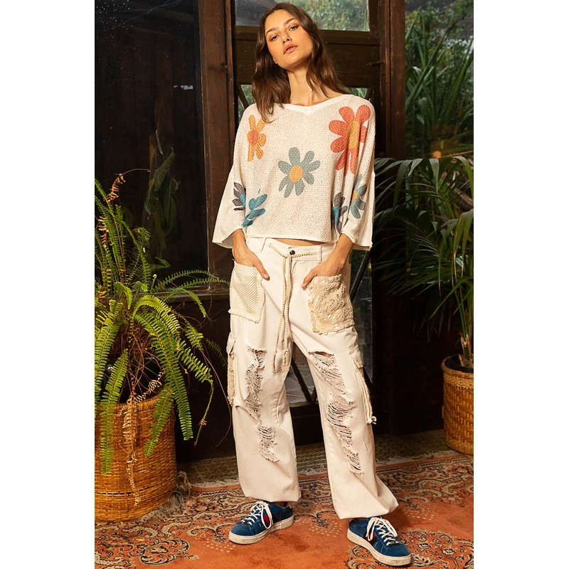 Flower Drape Sweater