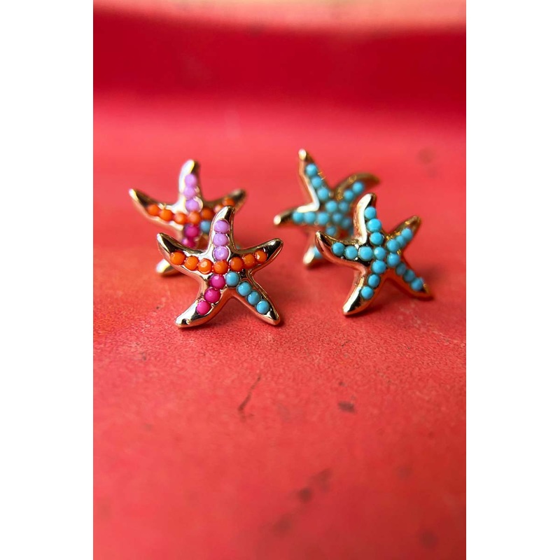 Beaded Starfish Earrings