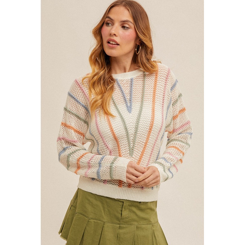 Rainbow Fishnet Sweater