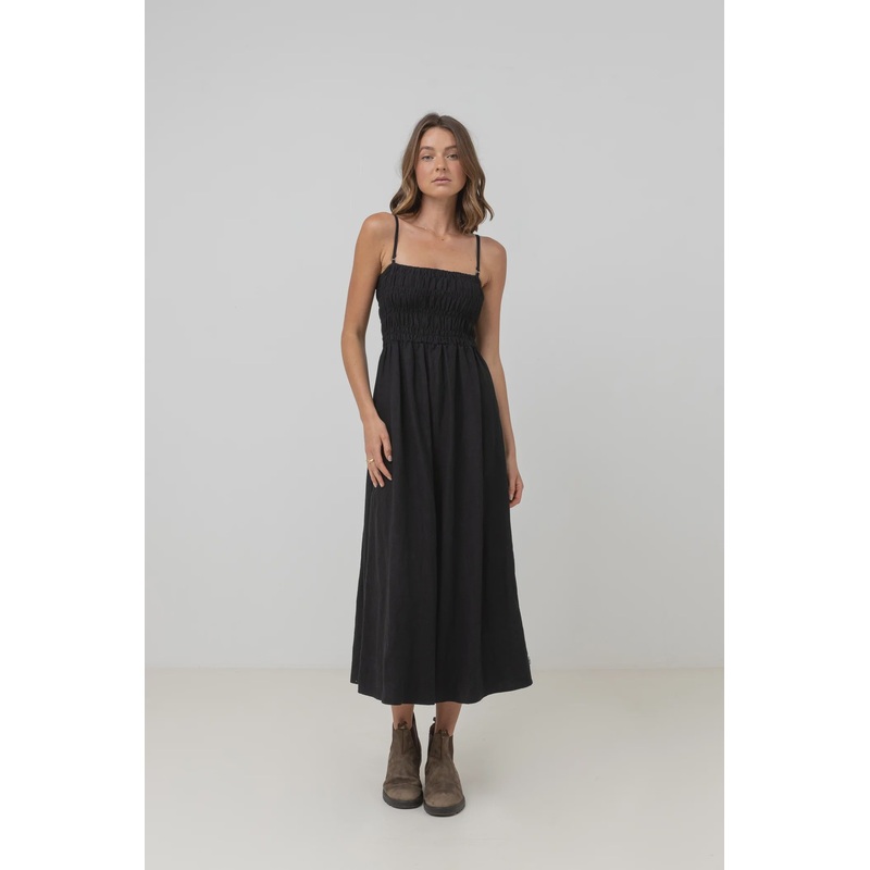 Classic Shirred Midi Dress