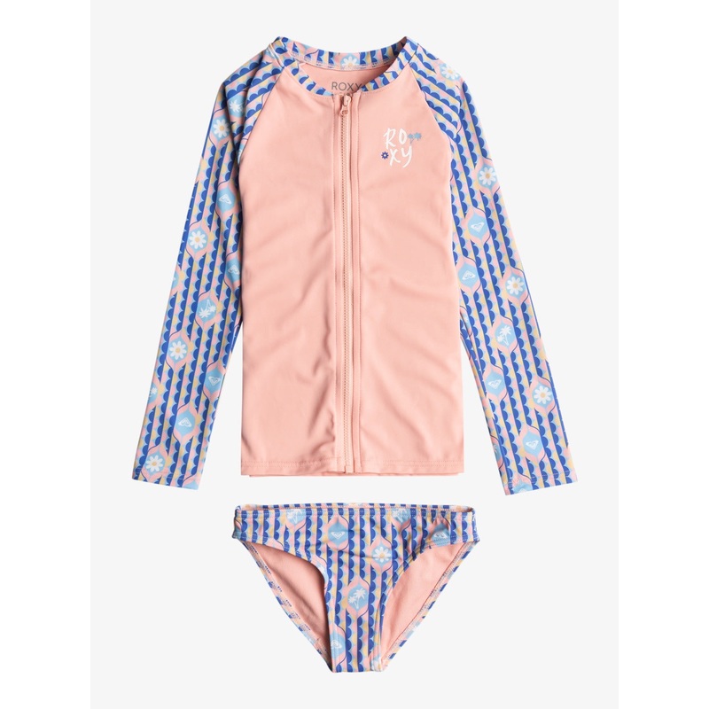 Girls 2-7 Tiles Long Sleeves UPF 50 Rashguard Set