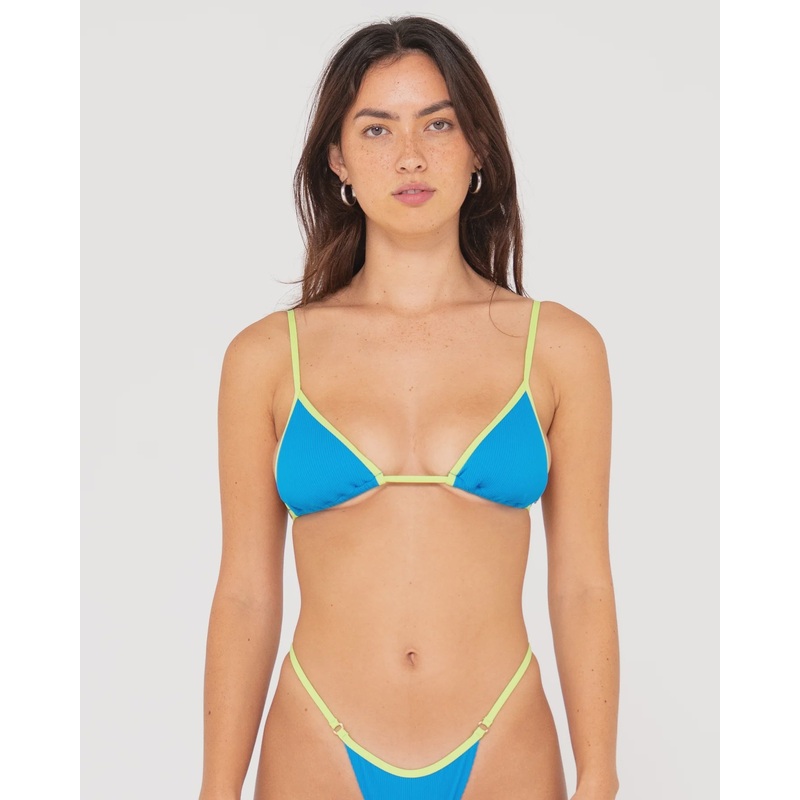 Contrast Ribbed Triangle Bikini Top