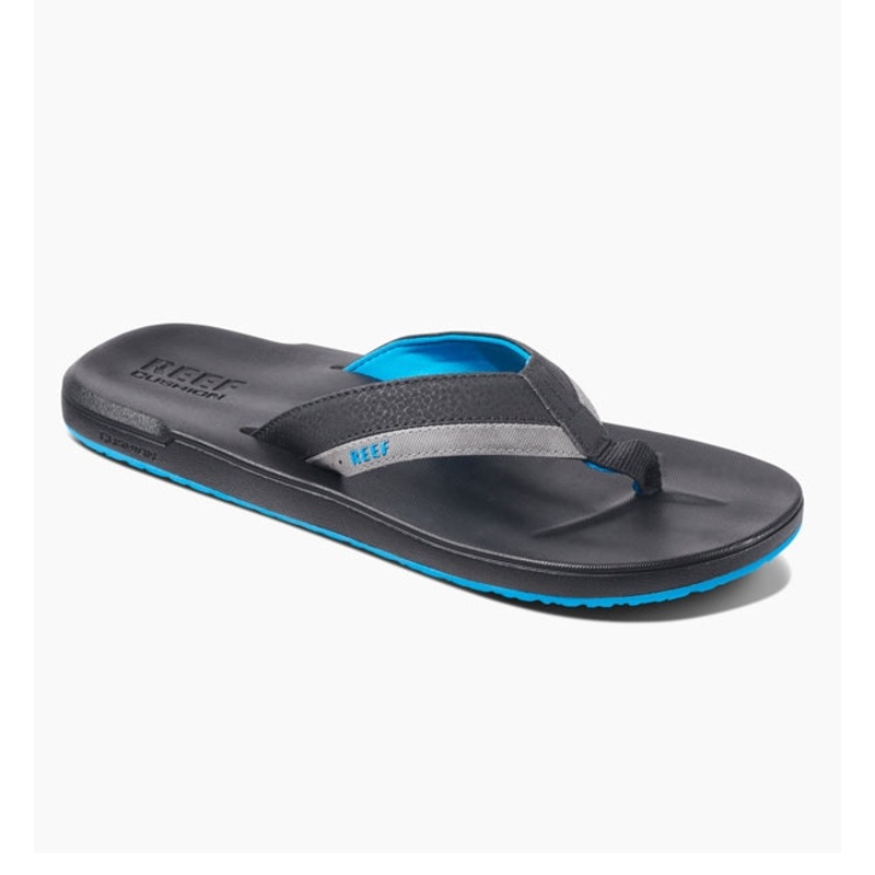 Reef Contoured Cushion Flip Flops  - Black/Grey/Blue