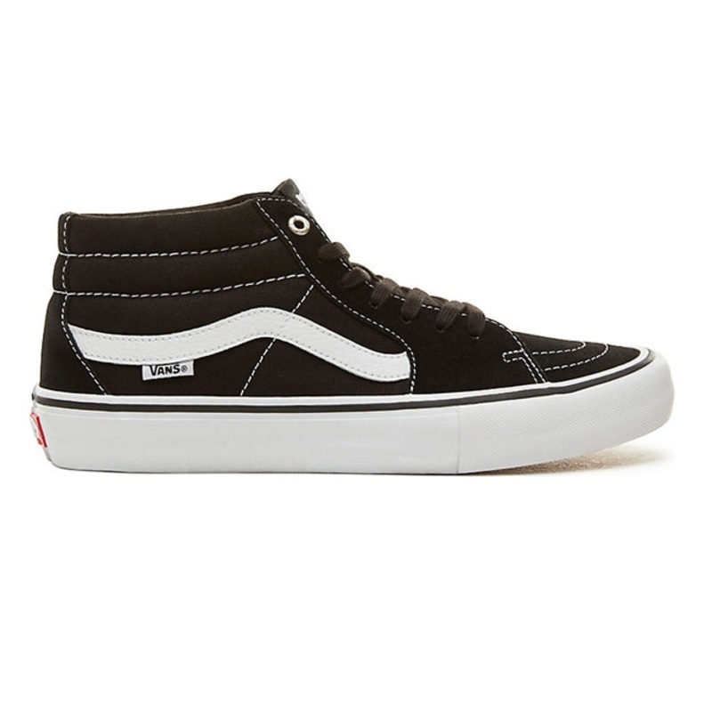 Vans SK8 Mid Pro - Black/White Skate Shoes