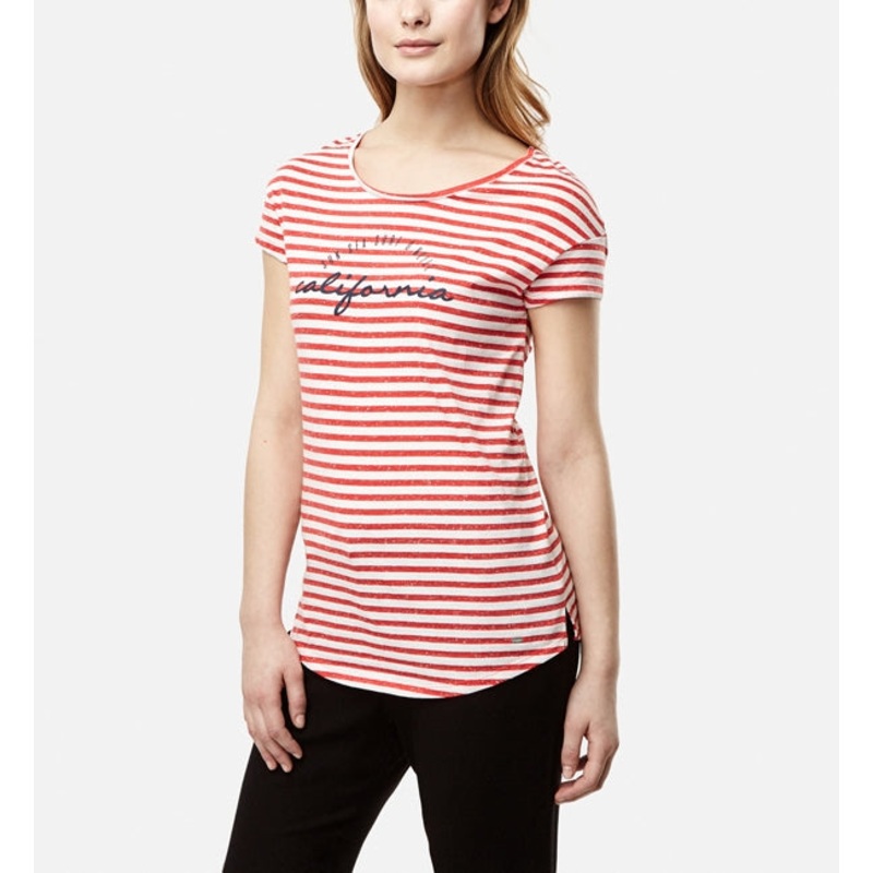 O'Neill Womens Stripe Script SS T Shirt White Pink