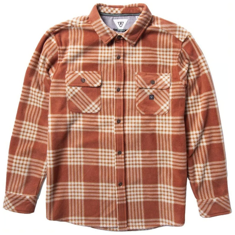 Vissla Eco-Zy Polar Flannel Long Sleeve Shirt - Barn Red