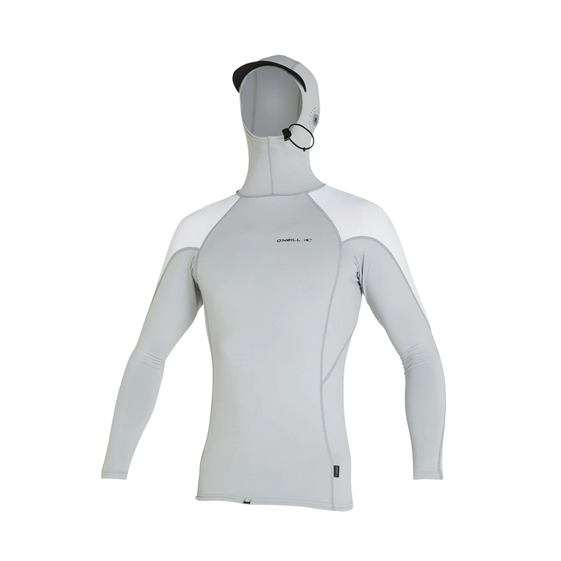 MEN'S TRVLR LS HOODED RASH VEST - COOL GREY/WHITE
