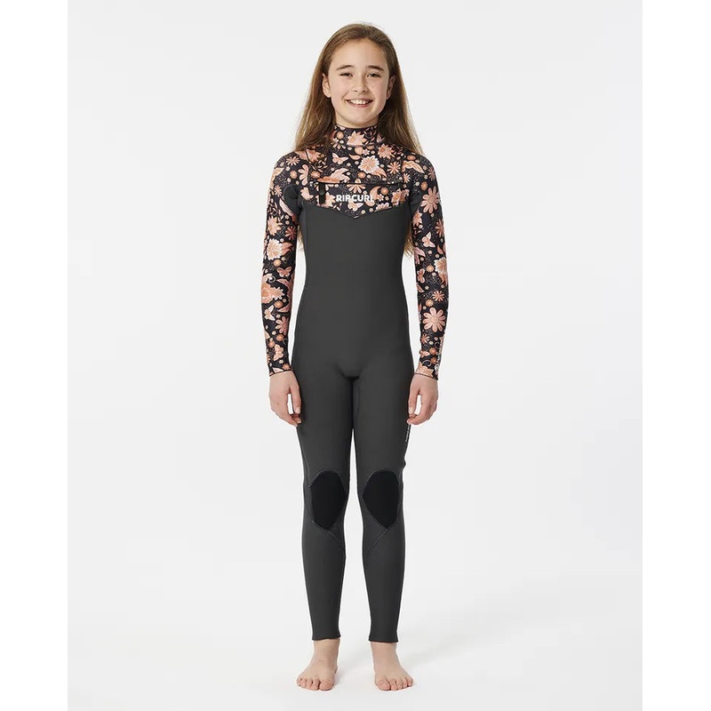 GIRLS DAWN PATROL CHEST ZIP 4/3MM STEAMER - MULTI