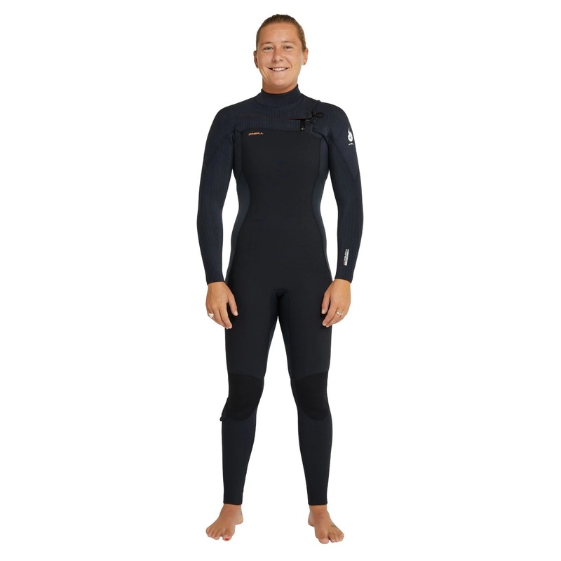 Women's HyperFire 4/3mm Steamer Chest Zip Wetsuit - Black