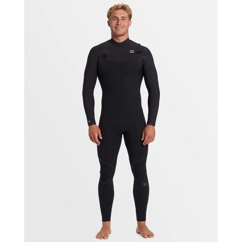 Mens 3/2mm Furnace Natural Chest Zip Steamer Wetsuit - Black