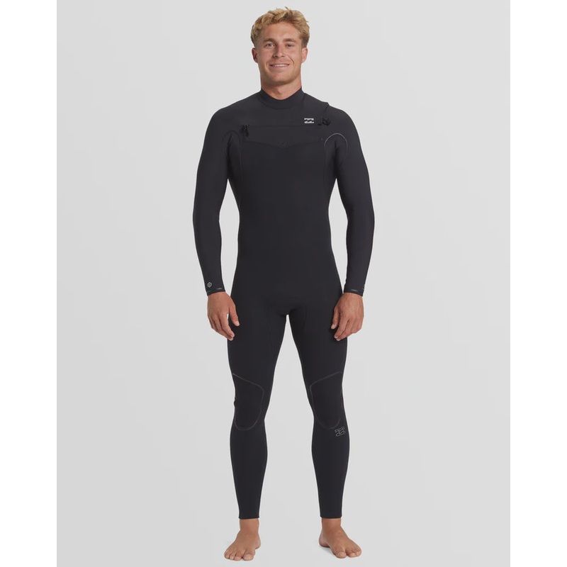 Mens 4/3mm Furnace Natural Chest Zip Steamer Wetsuit - Black