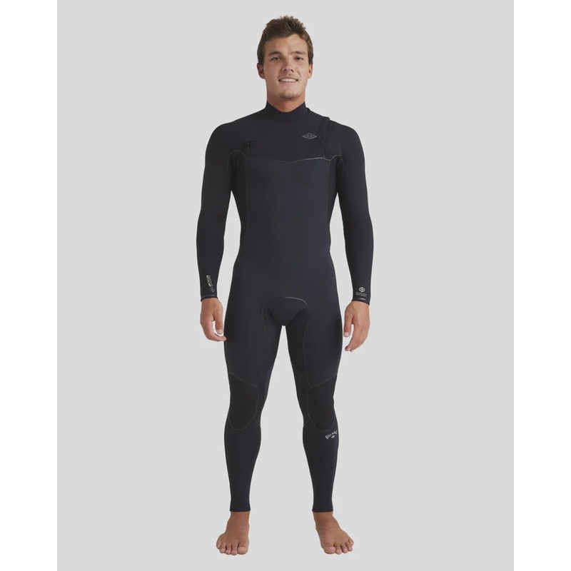 Mens 4/3mm Revolution Pro Chest Zip Steamer Wetsuit - Black