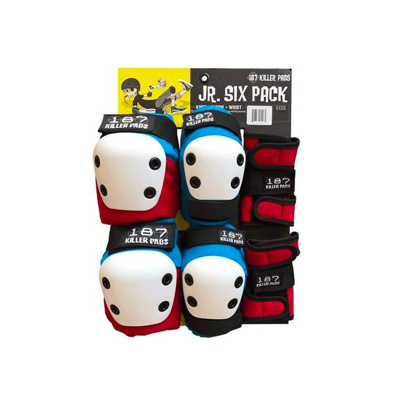 187 Killer Pads Junior Six Pack - Red / White / Blue