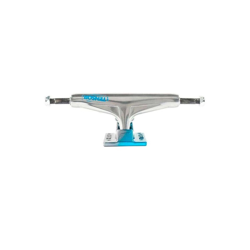 Tensor Alum Stencil Mirror Raw/Light Blue Fade Skateboard Trucks - 5.5"