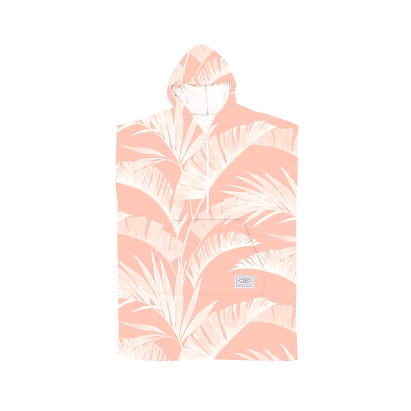 Ocean & Earth Ladies Zip Front Hooded Poncho - Peach