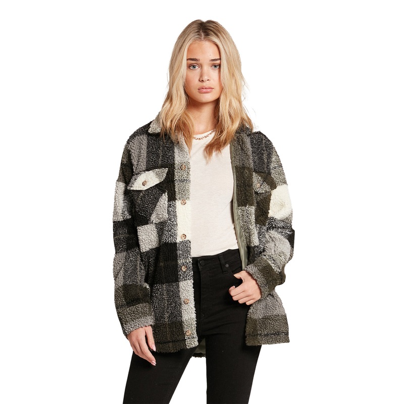 Volcom Womens Silent Sherpa Plaid Jacket