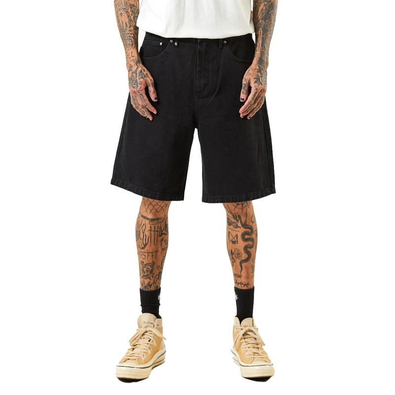 Afends Mens Lil C Organic Denim Baggy Shorts