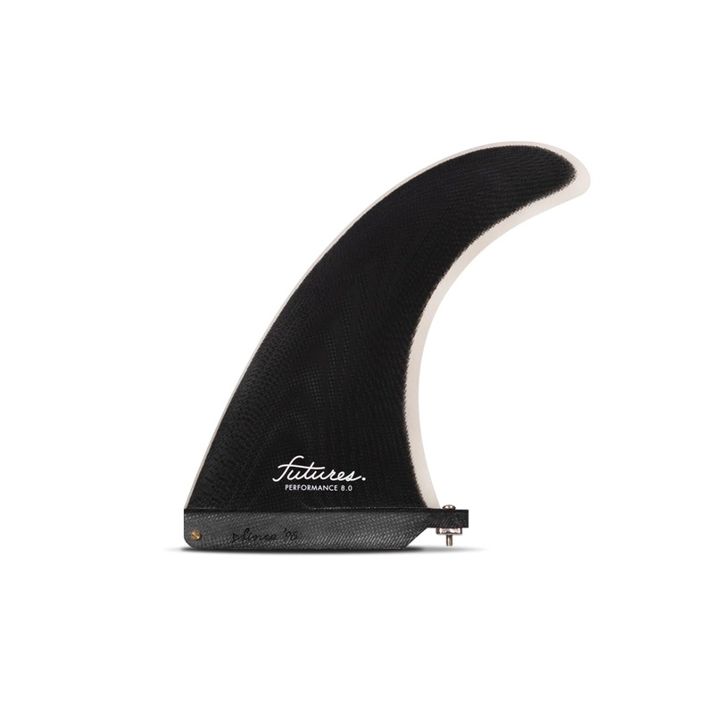 Futures Fins Performance 8.0 Fibreglass Single Longboard Fin - Black/Grey