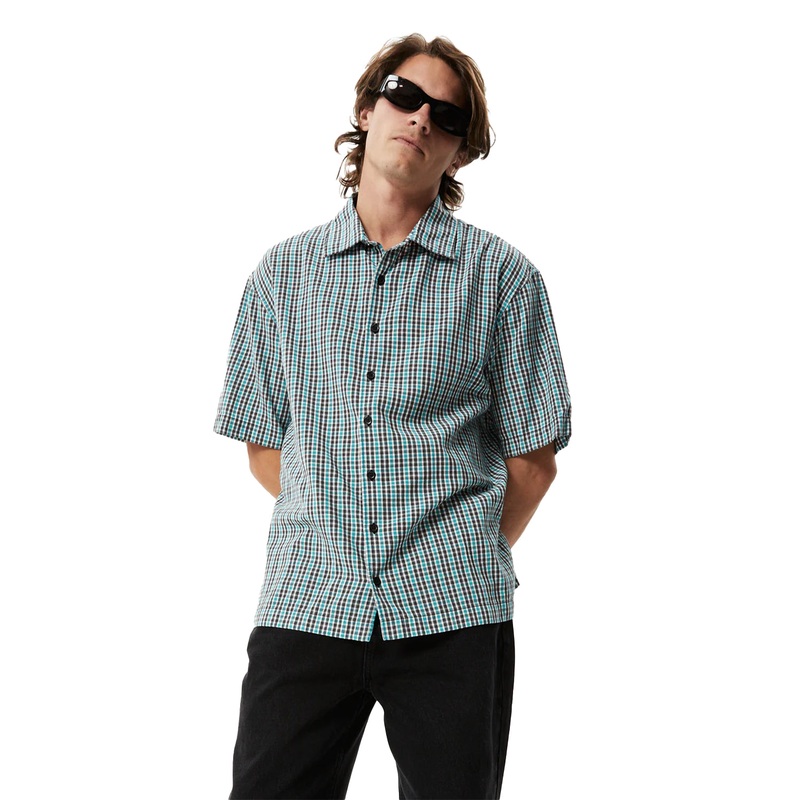 Afends Mens Checkers Recycled Check Short Sleeve Shirt