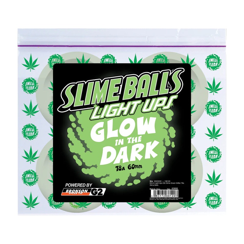 60mm Light Ups Glow In The Dark 78a Slime Balls Skateboard Wheels