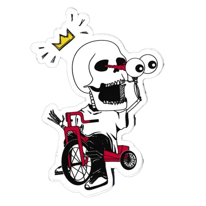 Tricycle skeleton 4" Sticker