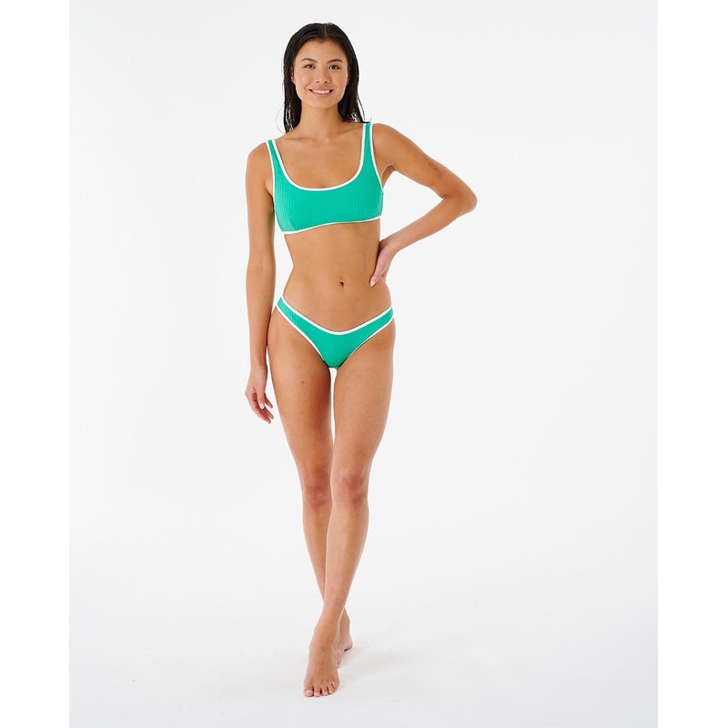 Rip Curl Premium Surf High Leg Skimpy Coverage Bikini Bottom - Green