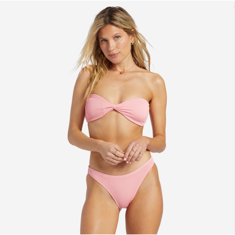 Billabong Summer High Twist Bandeau Bikini Top - Flamingo
