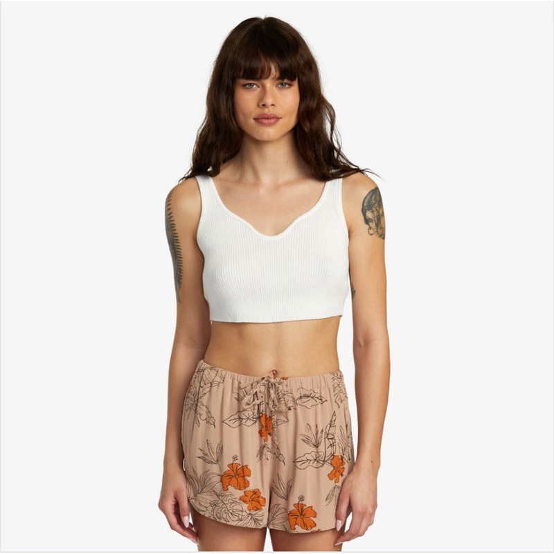 RVCA Roundabout Sweater Tank V-Neck Sweater - White
