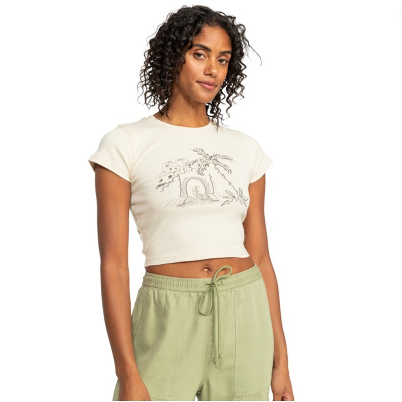 Roxy All Day Short Sleeve T-Shirt - Parchment