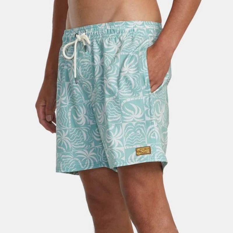 RVCA Exotica Elastic Waist Boardshorts - Granite Green