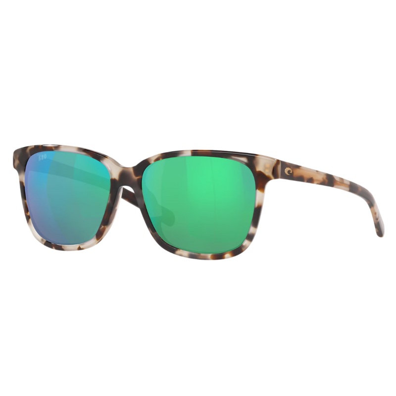 Costa May Sunglass - Shiny Tiger Cowrie with Green Mirror Polarized Glass