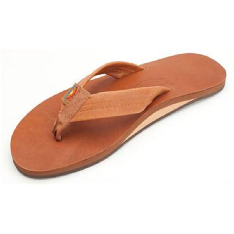 Rainbow Sandals Tan w/ Brown Single Layer Classic Leather with Arch Support  (Mens)