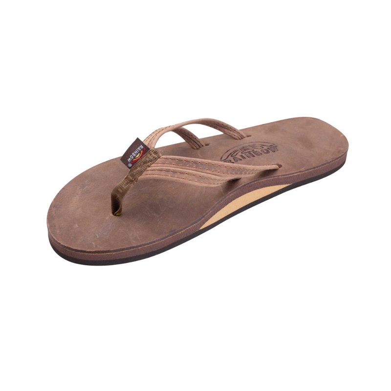 Rainbow Sandals The Sandpiper Luxury Leather Single Layer Arch Support with a Double Narrow 1/3" Strap (Womens)