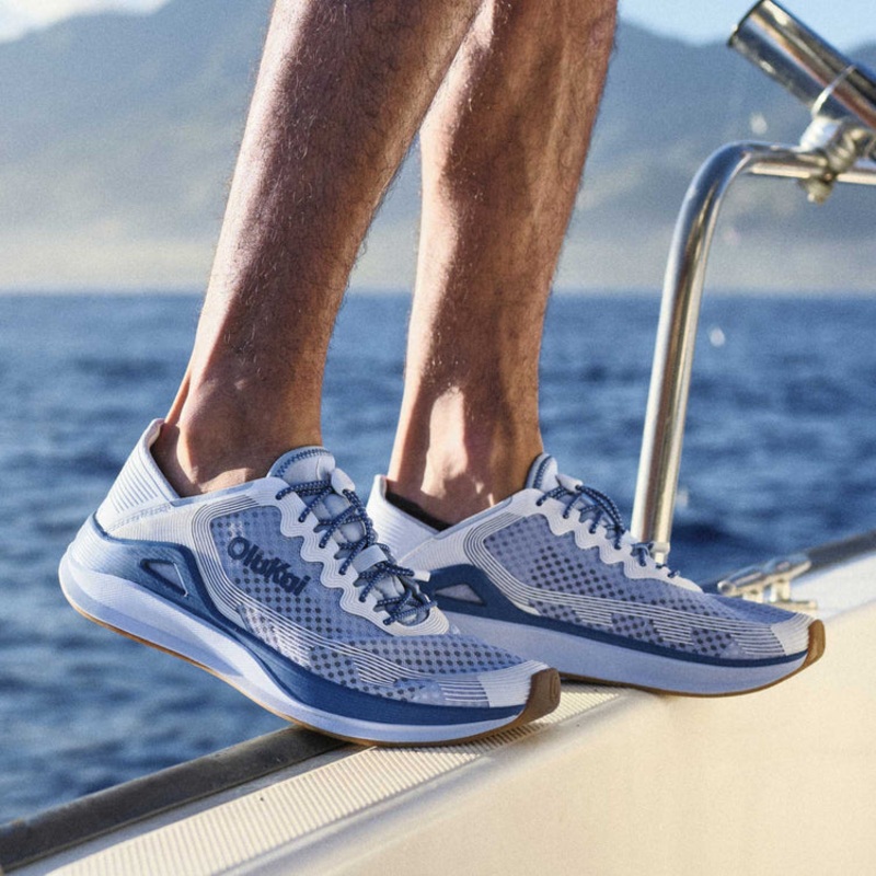 Olukai Ahi Mens Performance Marine Shoe - Blue Pearl & White Sand